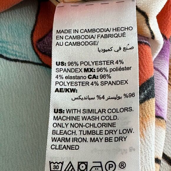 Chico’s Top Womens Sz XL Floral Tropical Iris Print Bateau Neck Blouse colorful - Picture 10 of 11